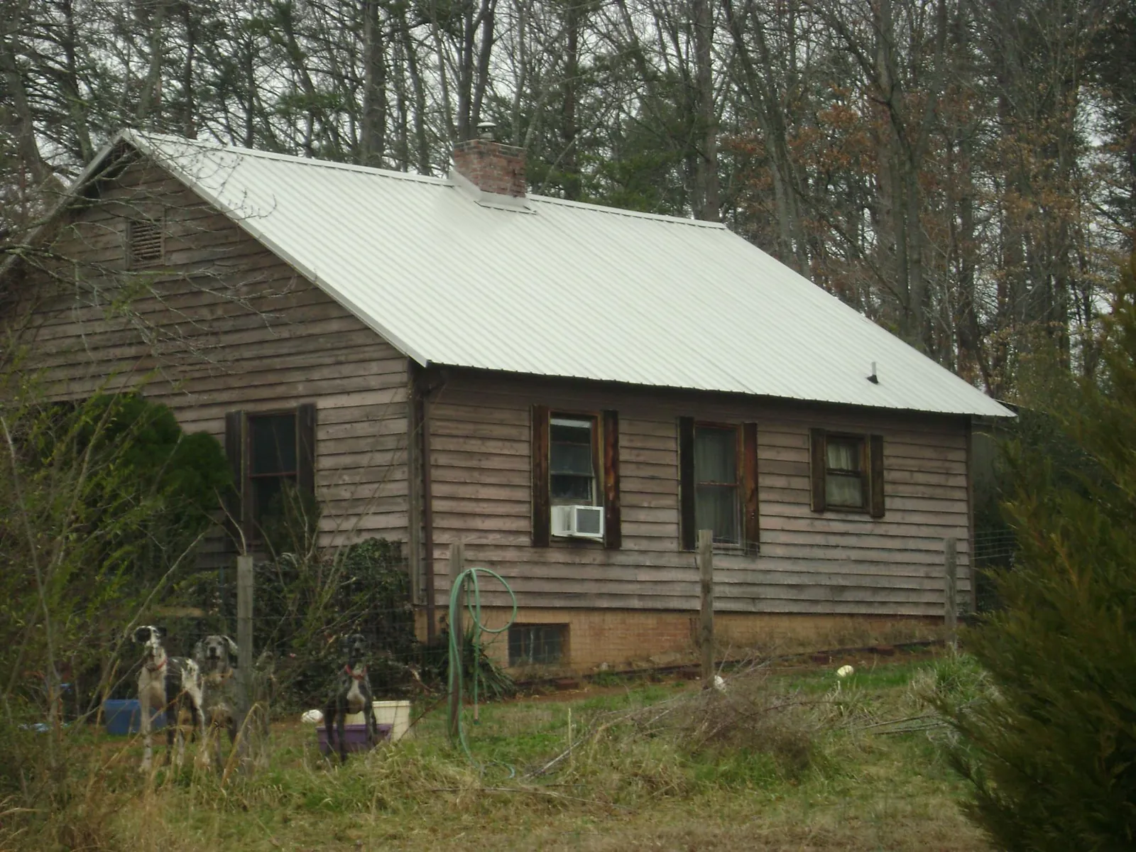 White metal roof on an old wood sided farmhouse, from a Metal Roof Installation job in Canon City